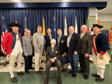 March 8, 2025 Nine of the Kentucky SAR’s past state presidents. Seated, Willian Gist, Kentucky Society President 1984-85, President General 1995-96.