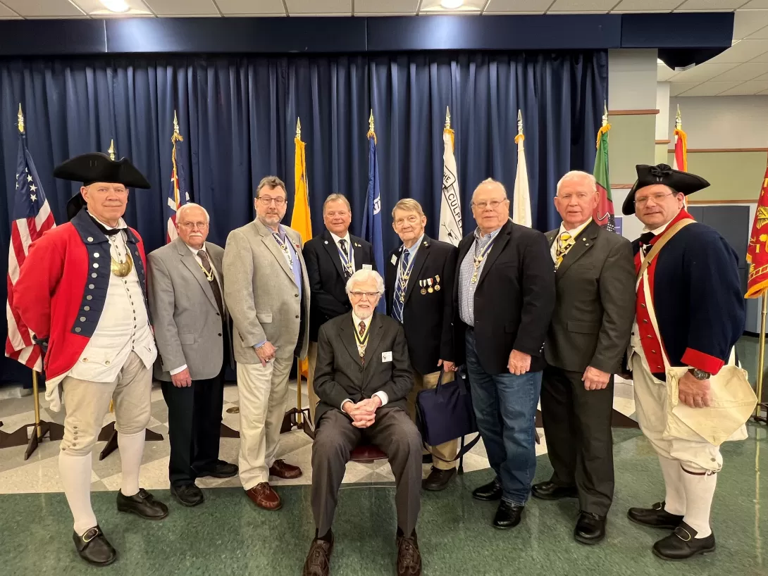 March 8, 2025 Nine of the Kentucky SAR’s past state presidents. Seated, Willian Gist, Kentucky Society President 1984-85, President General 1995-96.